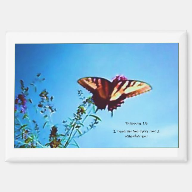 Magnet Yellow Butterfly Phillipians 1:3 (Front)