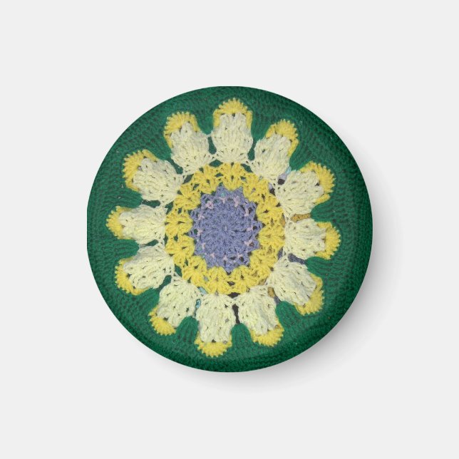 Magnet - Yellow Crocheted Daisy (Front)
