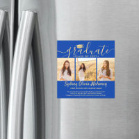 Magnetic Blue & Gold Graduation Photo Announcement