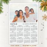 Magnetic Calendar 2025 in Spanish with Photo<br><div class="desc">This simple minimalist style magnetic 2025 calendar in Spanish for USA (Sunday is the first day of the week) is easy to personalise with your family name and custom photo to create a unique present for your loved ones. The white and black design with a colourful photo looks nice and...</div>