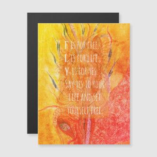 Magnetic Card Whimsical Girl fly 