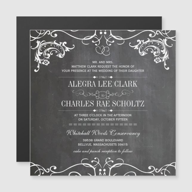 Magnetic Chalkboard Vintage Typography Magnetic Invitation (Front/Back)