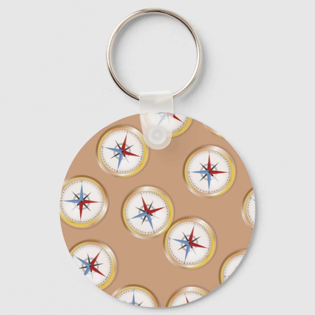 Magnetic Compass pattern Key Ring (Front)