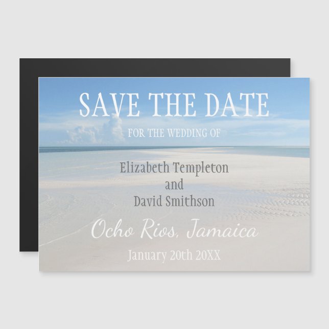 Magnetic Destination Wedding Beach Save the Date Magnetic Invitation (Front/Back)