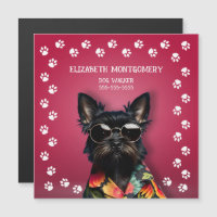 MAGNETIC Dog Walker Paw Print Border Large Card