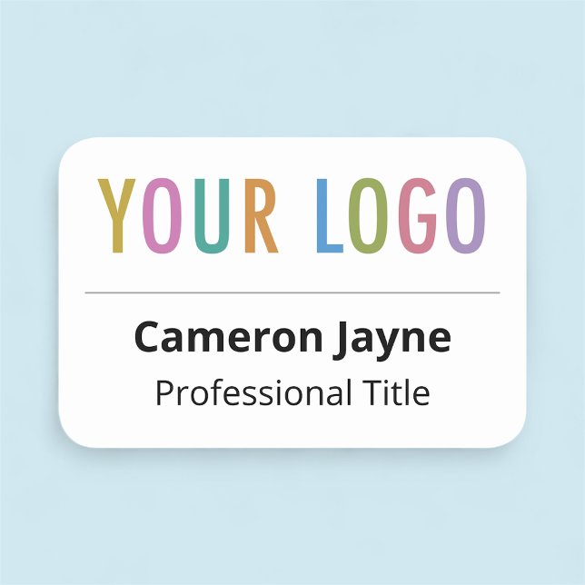 Magnetic Employee Name Tag with Company Logo Large (MISOOK Large Rounded Corners Nametag with Logo)
