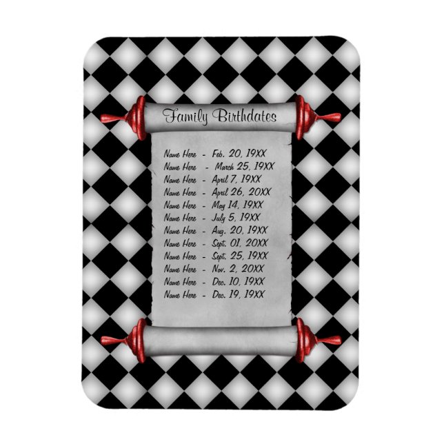 Magnetic Family Birthday Reminder - Customise Magnet (Vertical)