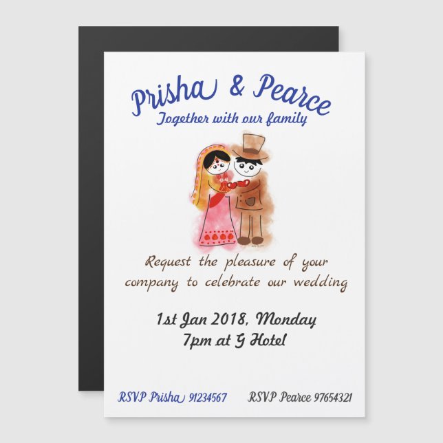 Magnetic fusion wedding invitation card (Front/Back)