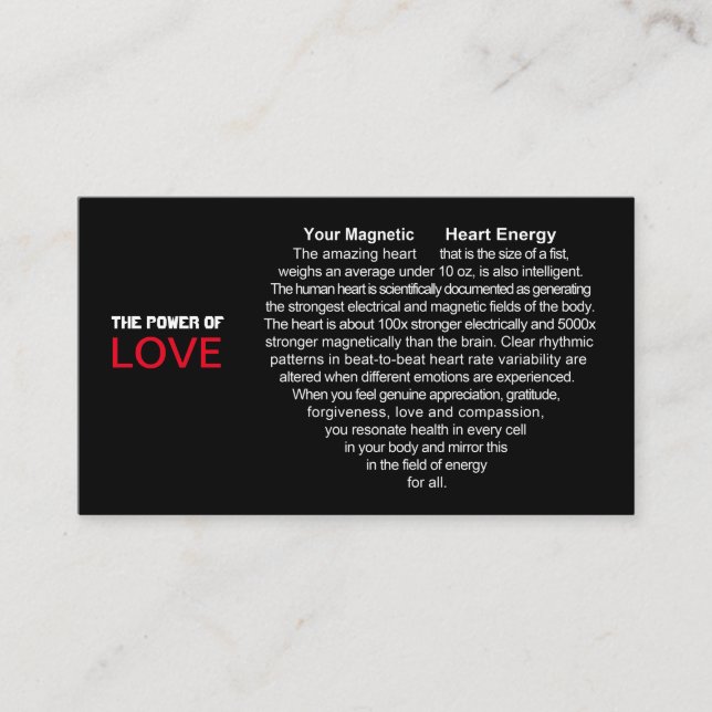 Magnetic Heart Energy Business Card (Front)