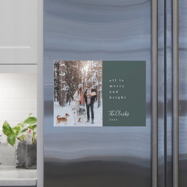 Magnetic Holiday Cards | Christmas Photo Magnet (Share Scandi-inspired festive style with a modern Merry and Bright card by Guava)