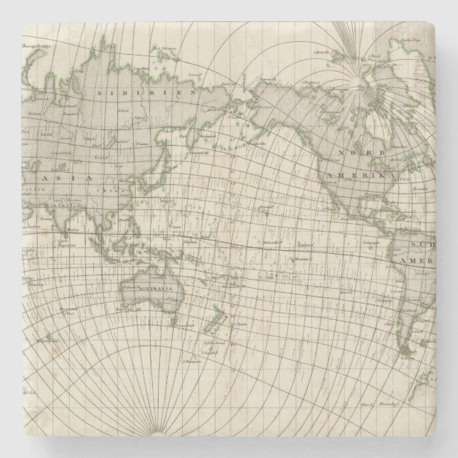 Magnetic Map of the World Stone Coaster (Front)