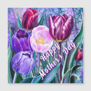 Magnetic Mother's Day Card with Colourful Tulips