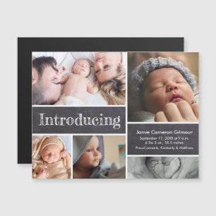Magnetic photo collage Introducing baby birth Invitation