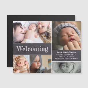 Magnetic photo collage Welcoming baby birth Invitation