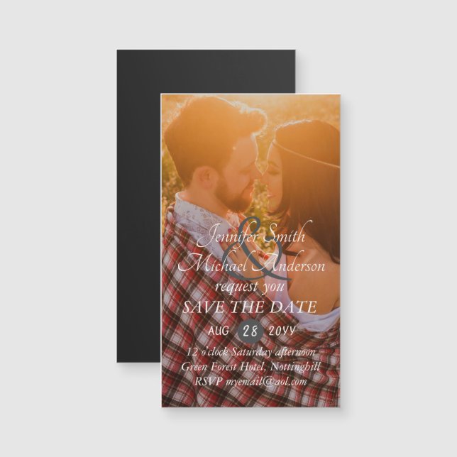 MAGNETIC PHOTO Save the Date Wedding Invite RSVP (Front/Back)