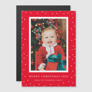 Magnetic Red Polka Dot Photo Christmas Card