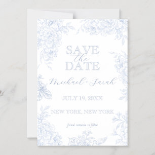 Magnetic Save the Date Card Elegant Floral Toile