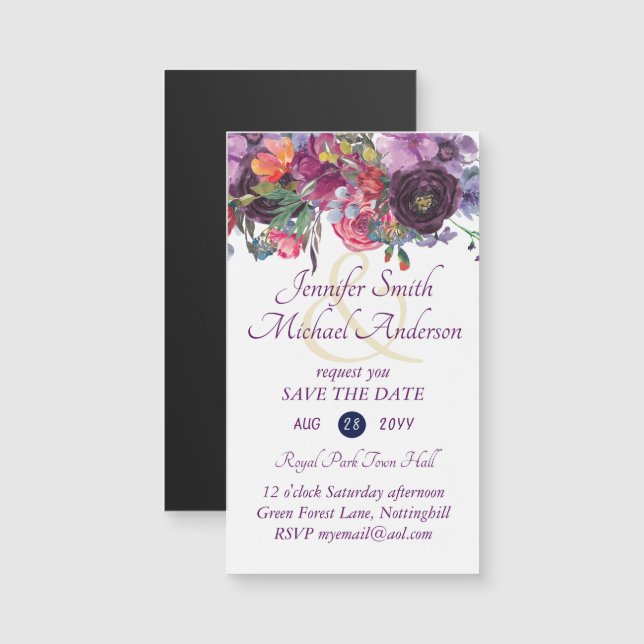 MAGNETIC Save the Date Wedding Invite RSVP (Front/Back)