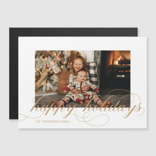 Magnetic Script Happy Holidays Elegant Photo Card