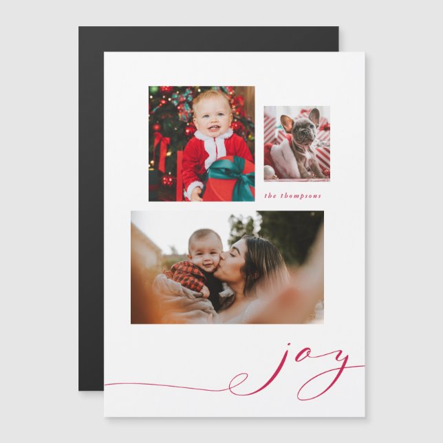 Magnetic Simple Joy Multi-Photo Holiday Card (Front/Back)