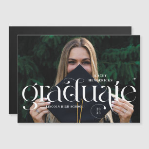 Magnetic Swirl Serif Photo Graduation Announcement