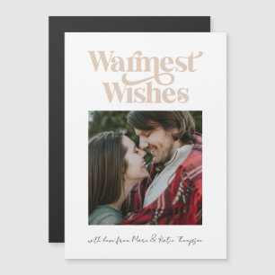 Magnetic Warmest Wishes Modern Holiday Photo Card