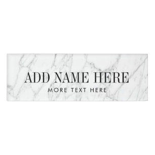 Magnetic white marble name tags with custom name