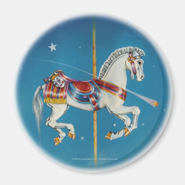 Magnets - Red, White & Blue Carousel Horse (Front)