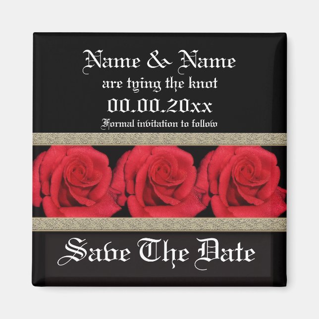 Magnets template - customisable red roses (Front)