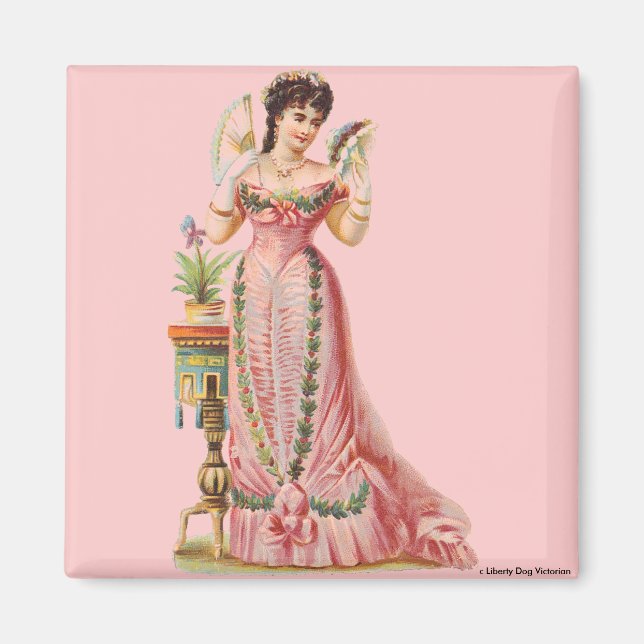 MAGNETS VICTORIAN ERA FRENCH LADY WITH FANS (Front)
