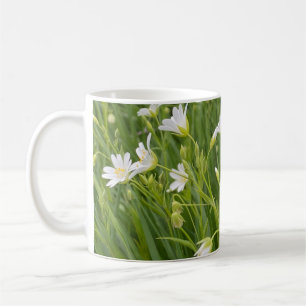 Magnific stellaria flowers in forest coffee mug