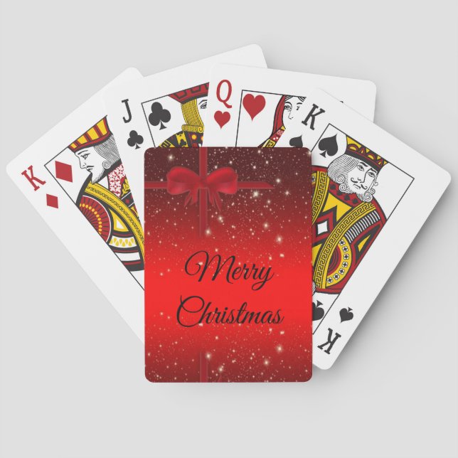 Magnificent Beautiful Christmas Red Bow Playing Cards (Back)
