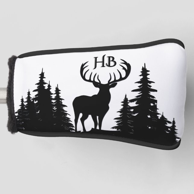 Magnificent Big Racked Buck  Monogram Golf Head Cover (Front)