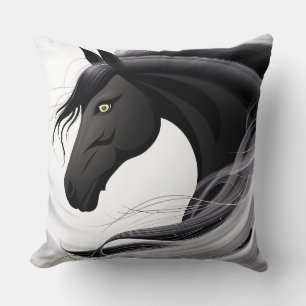 Magnificent Black Horse Cushion