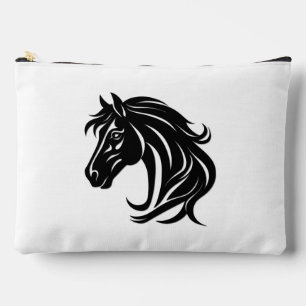 Magnificent Black Horse Head   Accessory Pouch