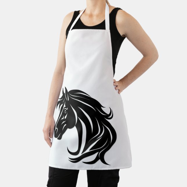 Magnificent Black Horse Head   Apron (Insitu)