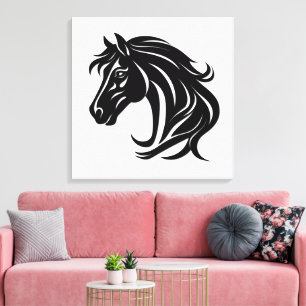 Magnificent Black Horse Head Canvas Print