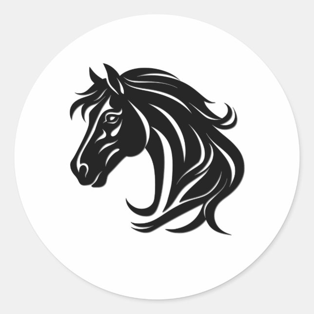 Magnificent Black Horse Head   Classic Round Sticker (Front)