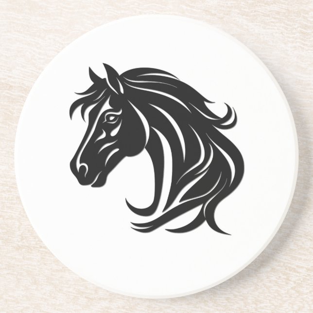 Magnificent Black Horse Head   Coaster (Front)