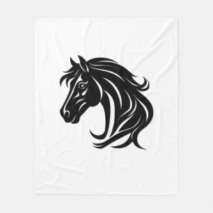 Magnificent Black Horse Head   Fleece Blanket