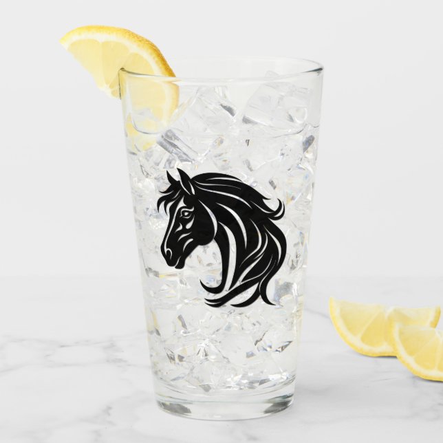 Magnificent Black Horse Head   Glass (Front Ice)