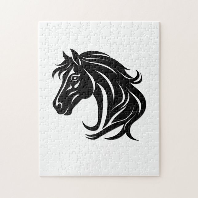 Magnificent Black Horse Head   Jigsaw Puzzle (Vertical)