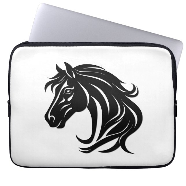 Magnificent Black Horse Head   Laptop Sleeve (Front)
