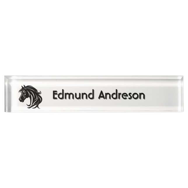 Magnificent Black Horse Head Name  Nameplate (Front)