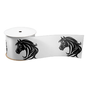 Magnificent Black Horse Head Satin Ribbon