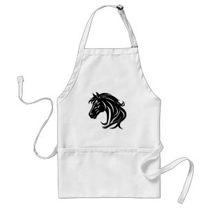 Magnificent Black Horse Head Standard Apron