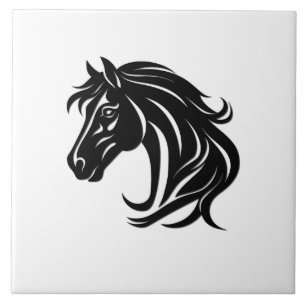 Magnificent Black Horse Head Tile