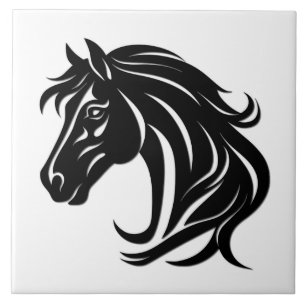 Magnificent Black Horse Head Tile
