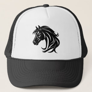 Magnificent Black Horse Head Trucker Hat