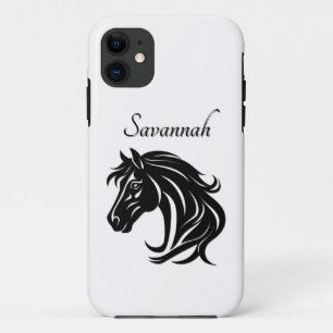 Magnificent Black Horse Head with Name Case-Mate iPhone Case